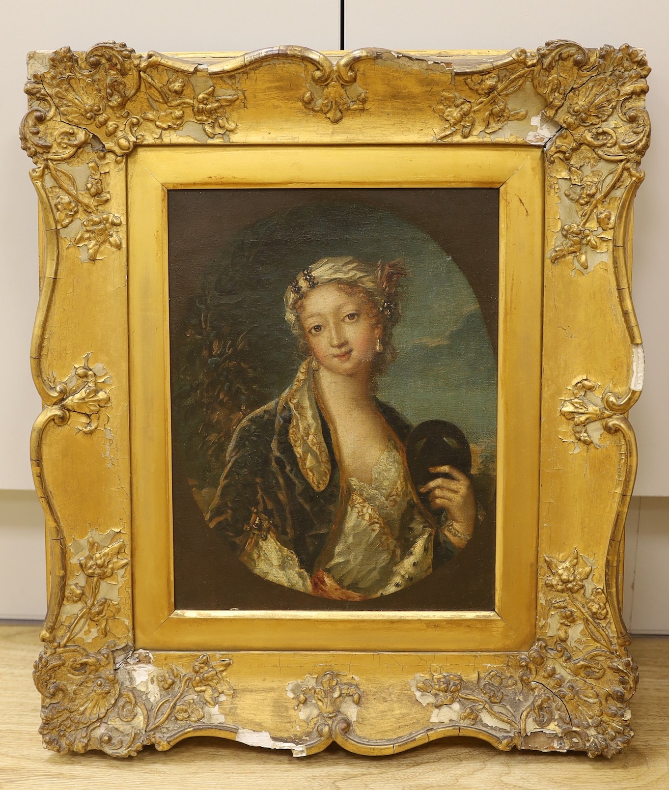 After Rosalba Carriera, (19th C.), oil on canvas, portrait of Felicita Sartori in Turkish costume, 30 x 23cm